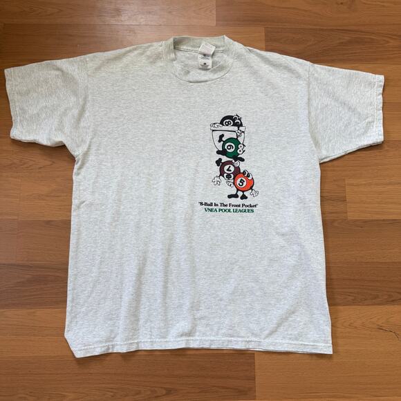 Vintage 90's VNEA Pool Leagues Billiards 8 Ball In the Front Pocket Shirt Sz XL - Picture 1 of 7
